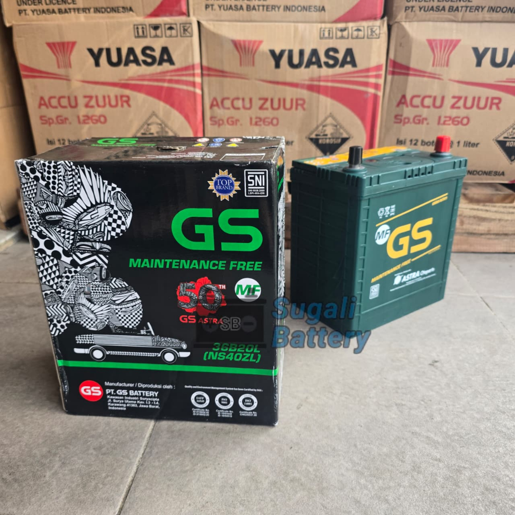 Aki Mobil Ayla, Agya, Calya, Sigra, Jazz, Ertiga GS ASTRA NS40ZL MF Aki kering 35Ah ORIGINAL GS ASTR