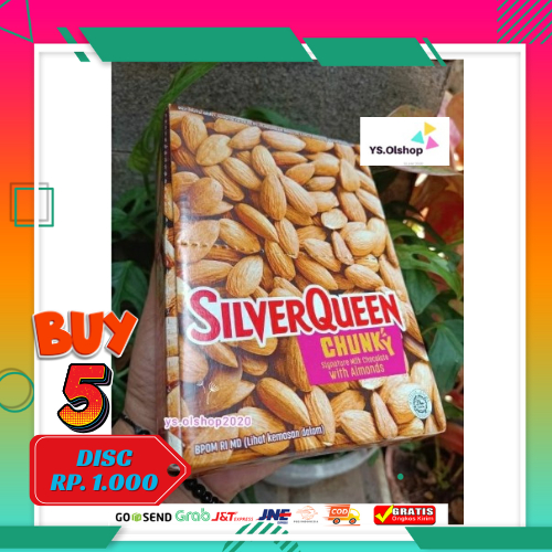 

Ready 1 Box isi 12 Pcs silverqueen Chunky Bar Almond dan Mede 26 Gr x 12 Pcs/YS.OLSHOP2020