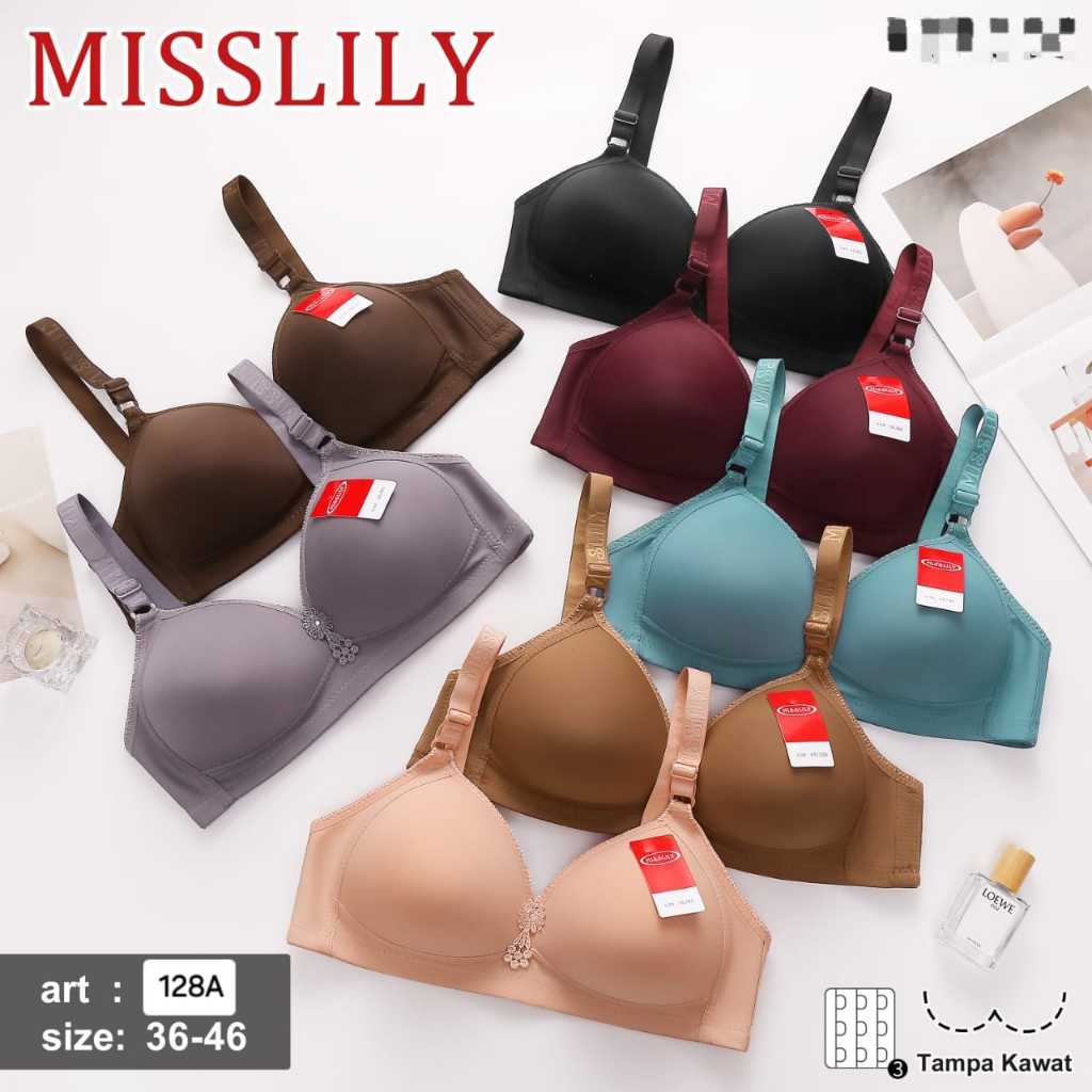 BH Misslily 128 | Bra Cup Besar Tanpa Kawat Busa Tipis Pengait 3