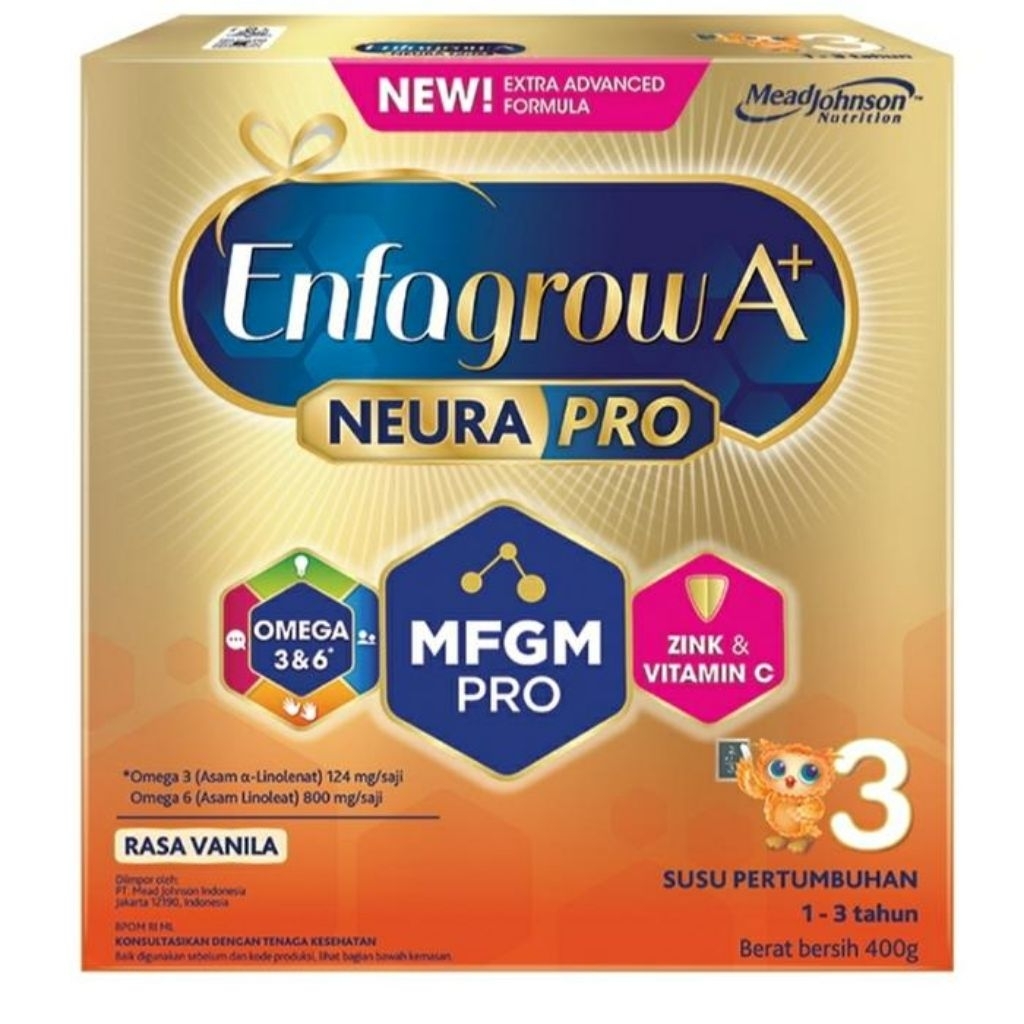 

Enfagrow A+ tahap 3 400gram usia 1-3 tahun rasa vanila exp Oktober-desember 2026