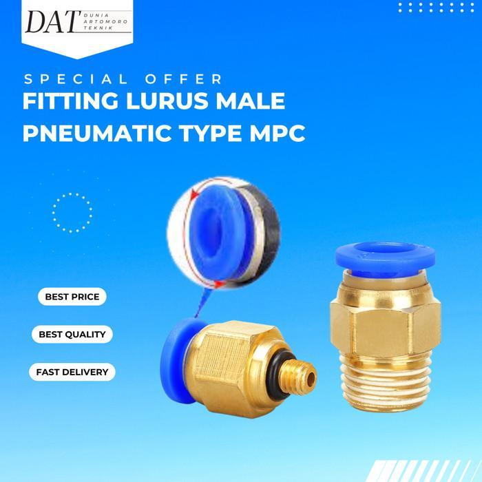 MPC 08-M5 Fitting Lurus Male Slip Lock Selang 8mm Drat M5 (5mm)