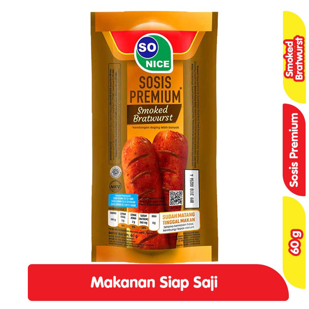 

So Nice Sosis Premium Smoked Bratwurst 60 g
