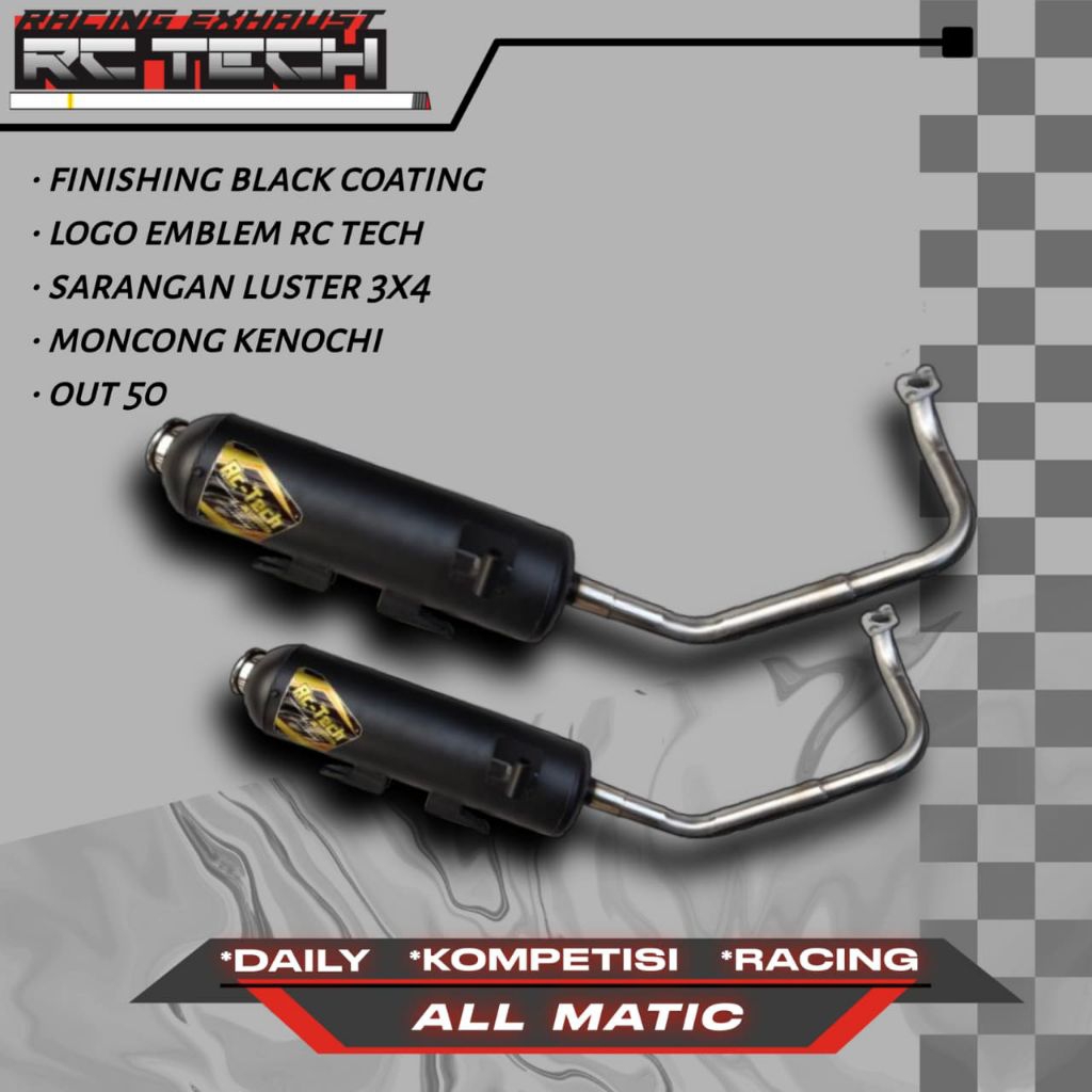 KNALPOT STANDAR RACING RC TECH TIPE MONCONG KENOCHI ORIGINAL RC TECH