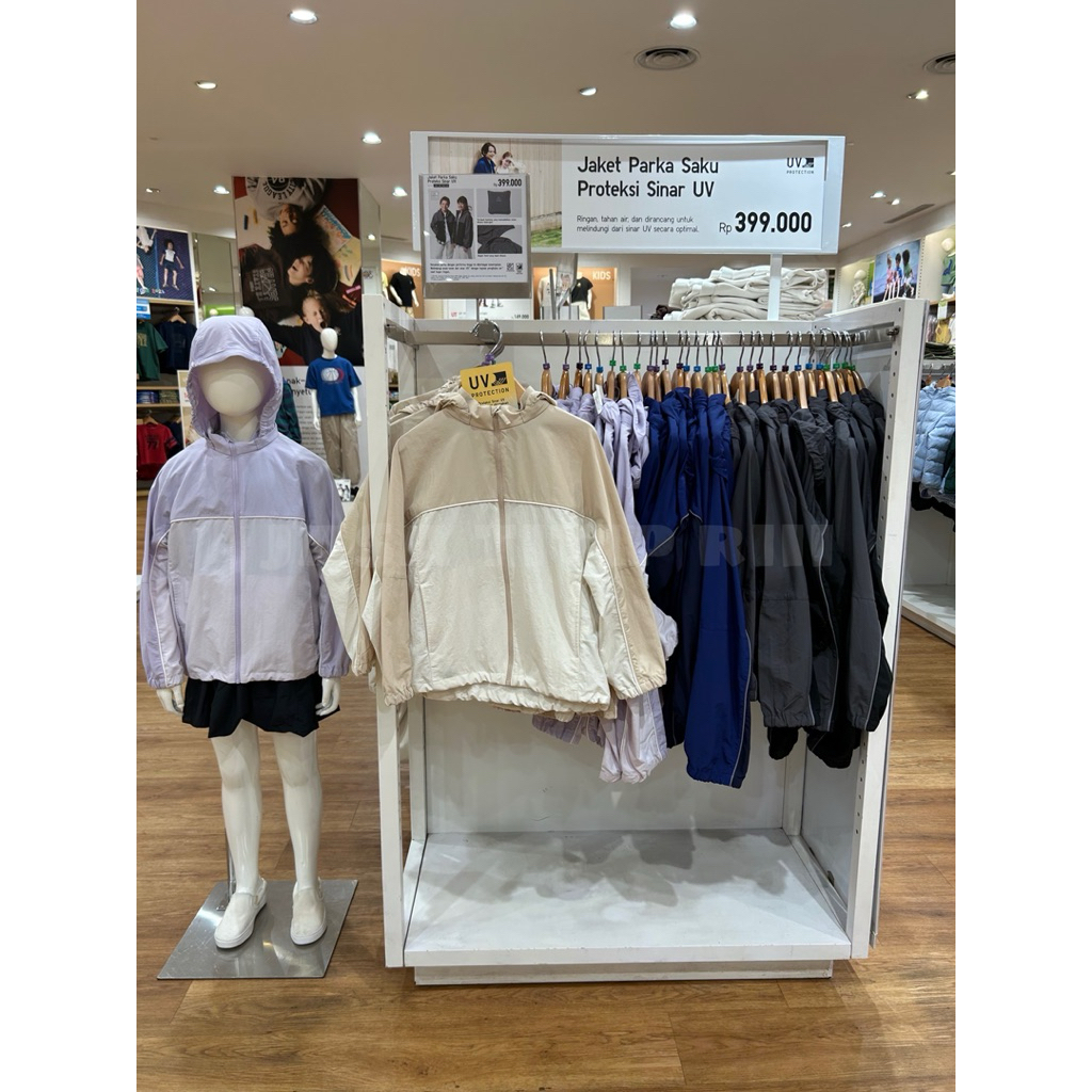 Jaket Parka Saku Proteksi Sinar UV KIDS UNIQLO