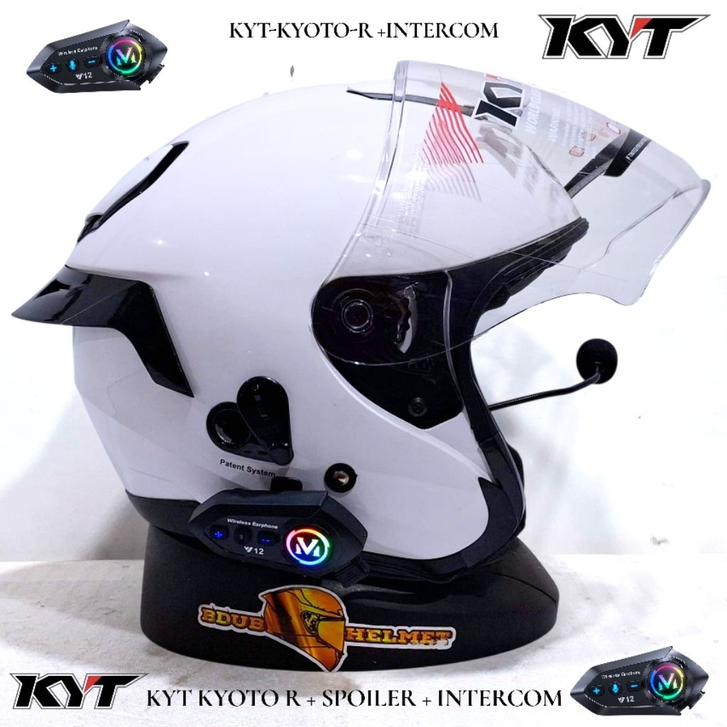 Helm KYT Kyoto R White free Intercom original KYT