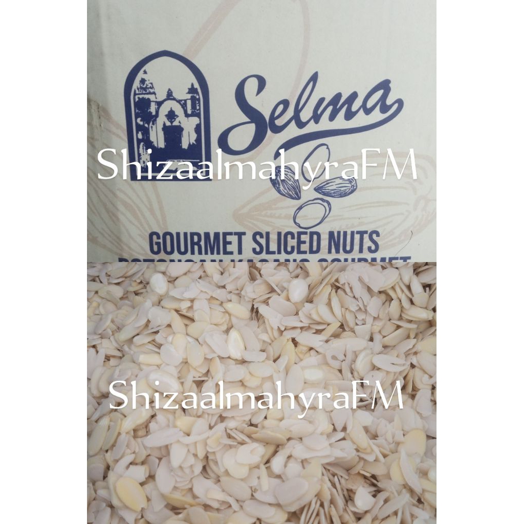 

Kacang Almond Slice Mentah Murah kemasan 500gr dan 250gr