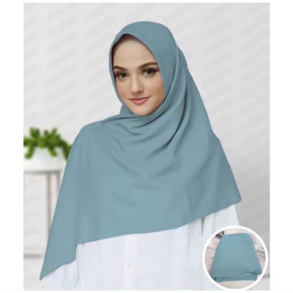 Jilbab Segiempat Wolfis syar'i Jumbo 115x115 Kerudung Muslimah - BIRU WARDAH