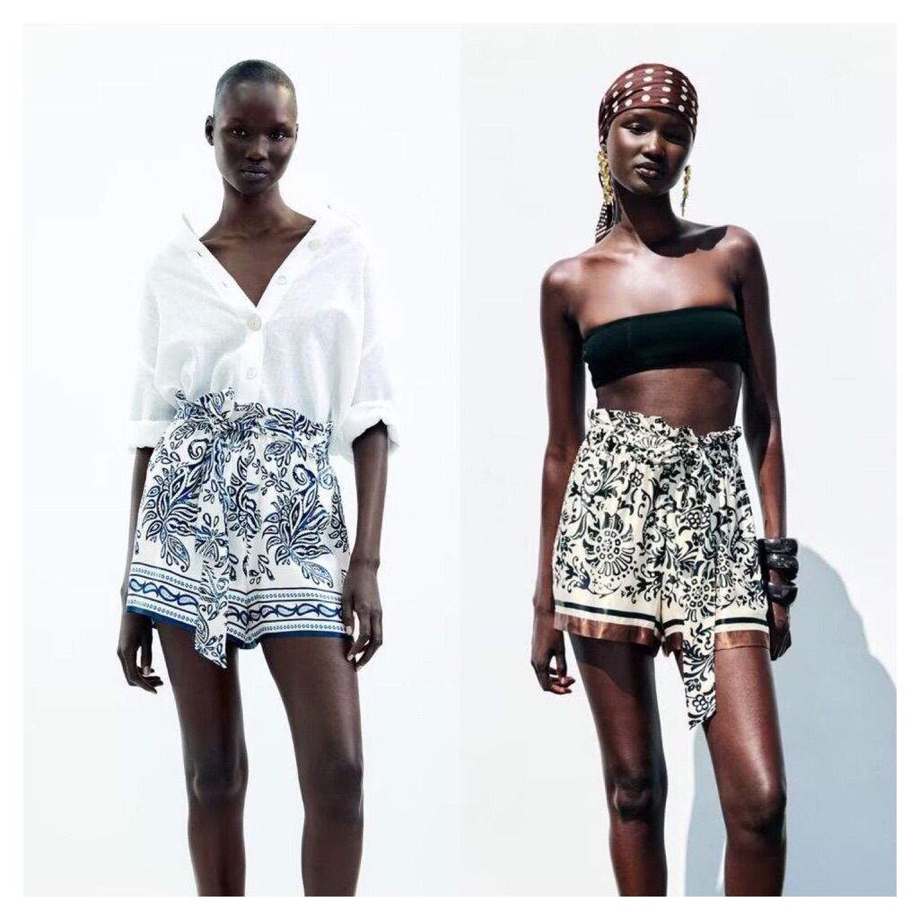 TWMJL - Blue Paisley, Black Vintage Print Short