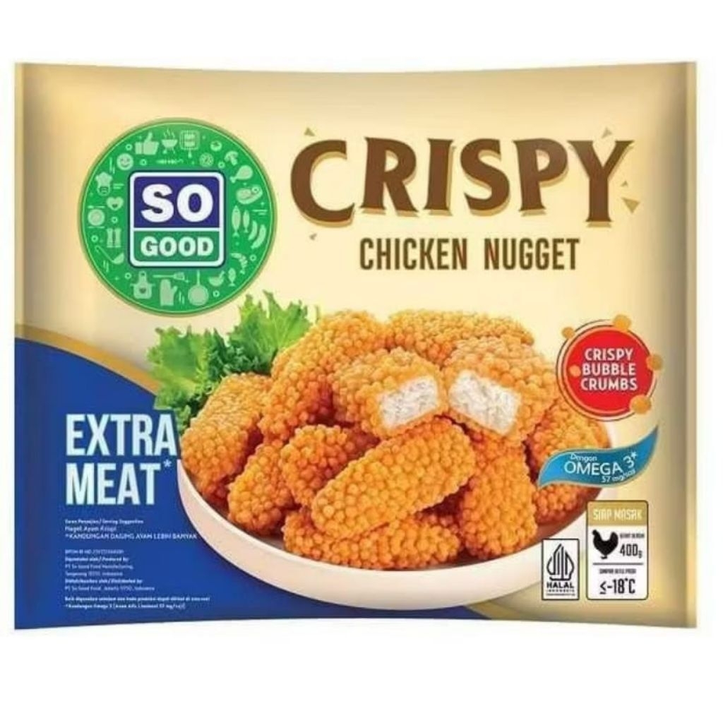 

nuget crispy , nugget so good , crispy chicken nugget so good 400g