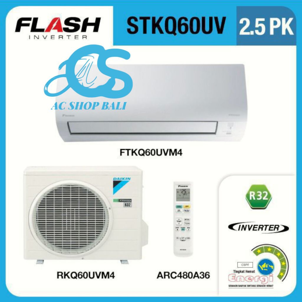 Daikin Thailand Flash Inverter 2.5 Pk R32 FTKQ60UV Ac Daikin Low Watt