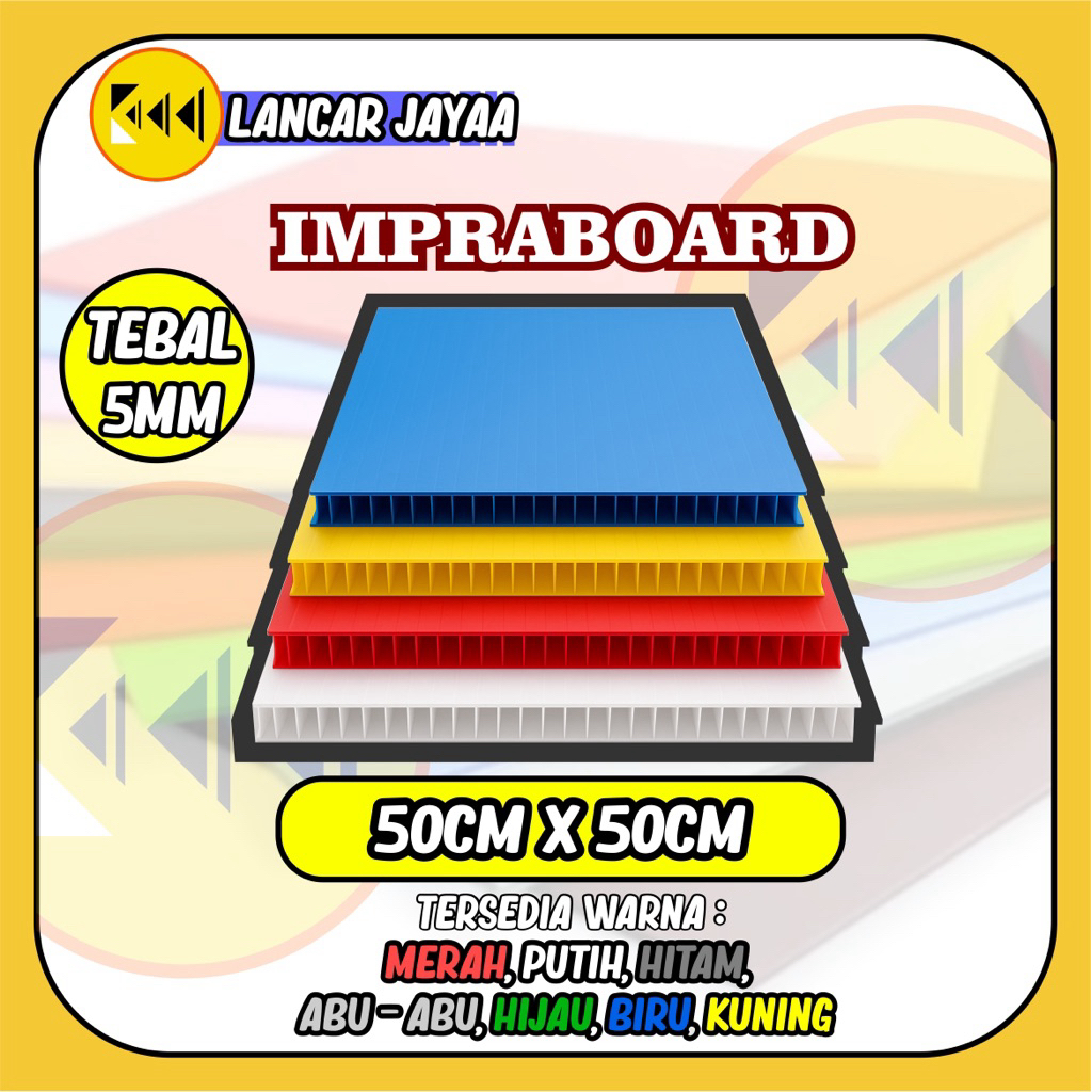 BISA CUSTOM A3/A4 Impraboard 5mm 50x50 cm / Papan Plastik Corrugated / Alas Proyek / Display/ Papan 