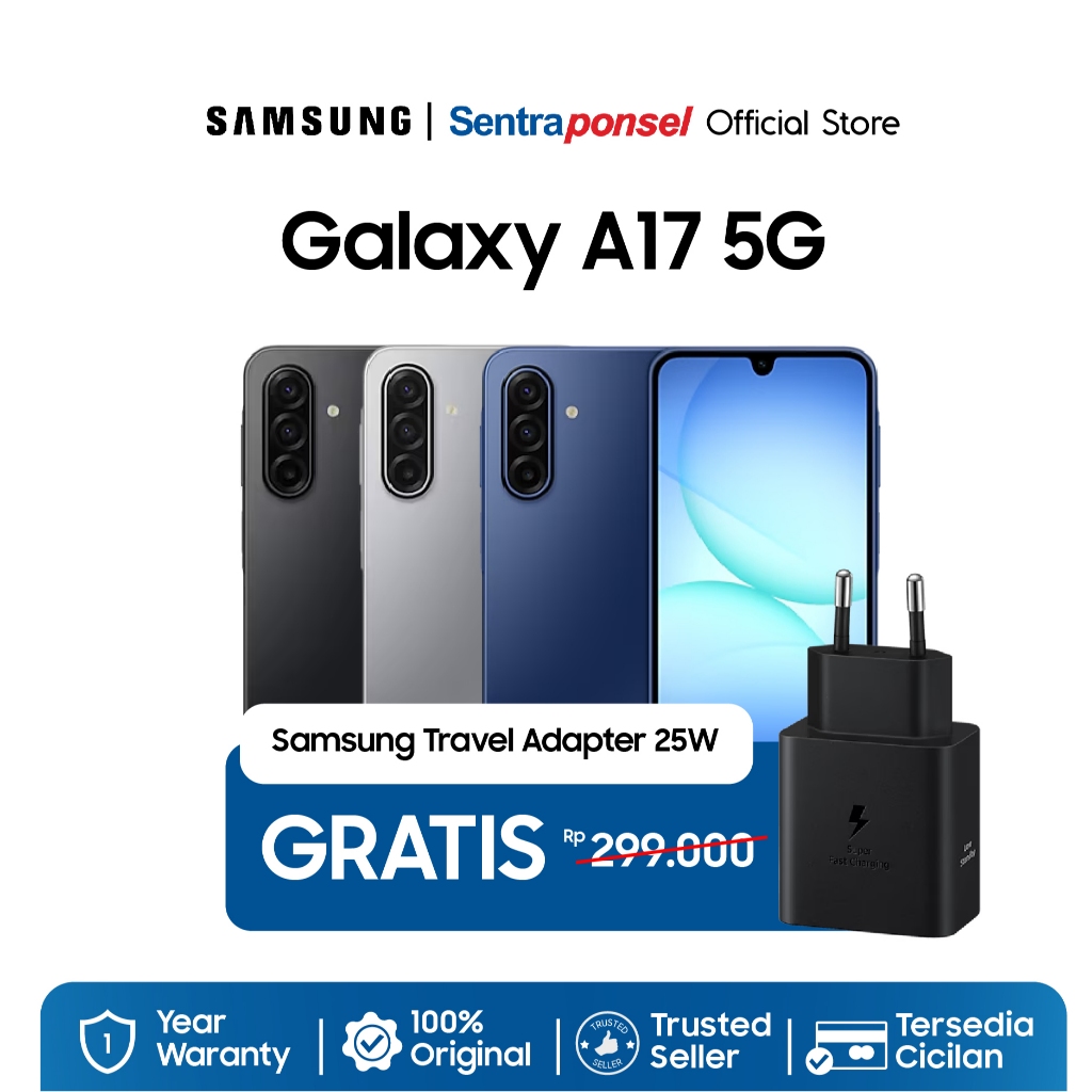Galaxy A17 NFC 8/128GB 8GB/256GB Gratis Travel Adapter Samsung 25W - Garansi Resmi Samsung Indonesia
