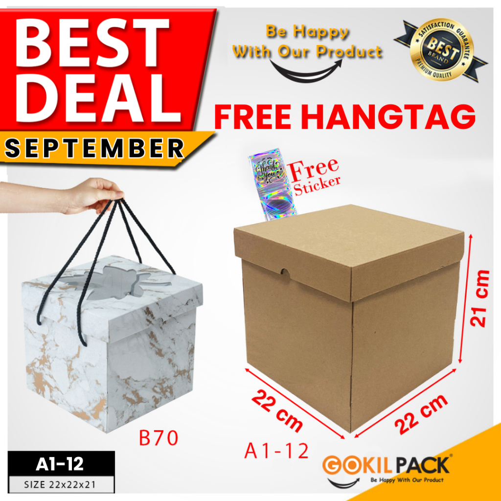 

Box Packaging - Dus Hadiah Polos - Coggurated Box Ukuran 22x22x21 cm - A1-12