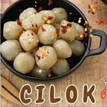 

cilok isi dadar bumbu chilli oil isi