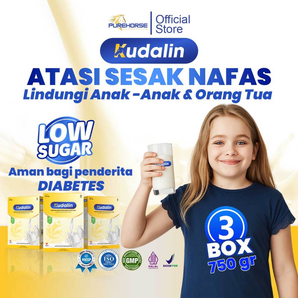 

Kudalin Susu Kuda Untuk Sesak Nafas Akut | Rasa Original 250 Gram Paket 3 Box