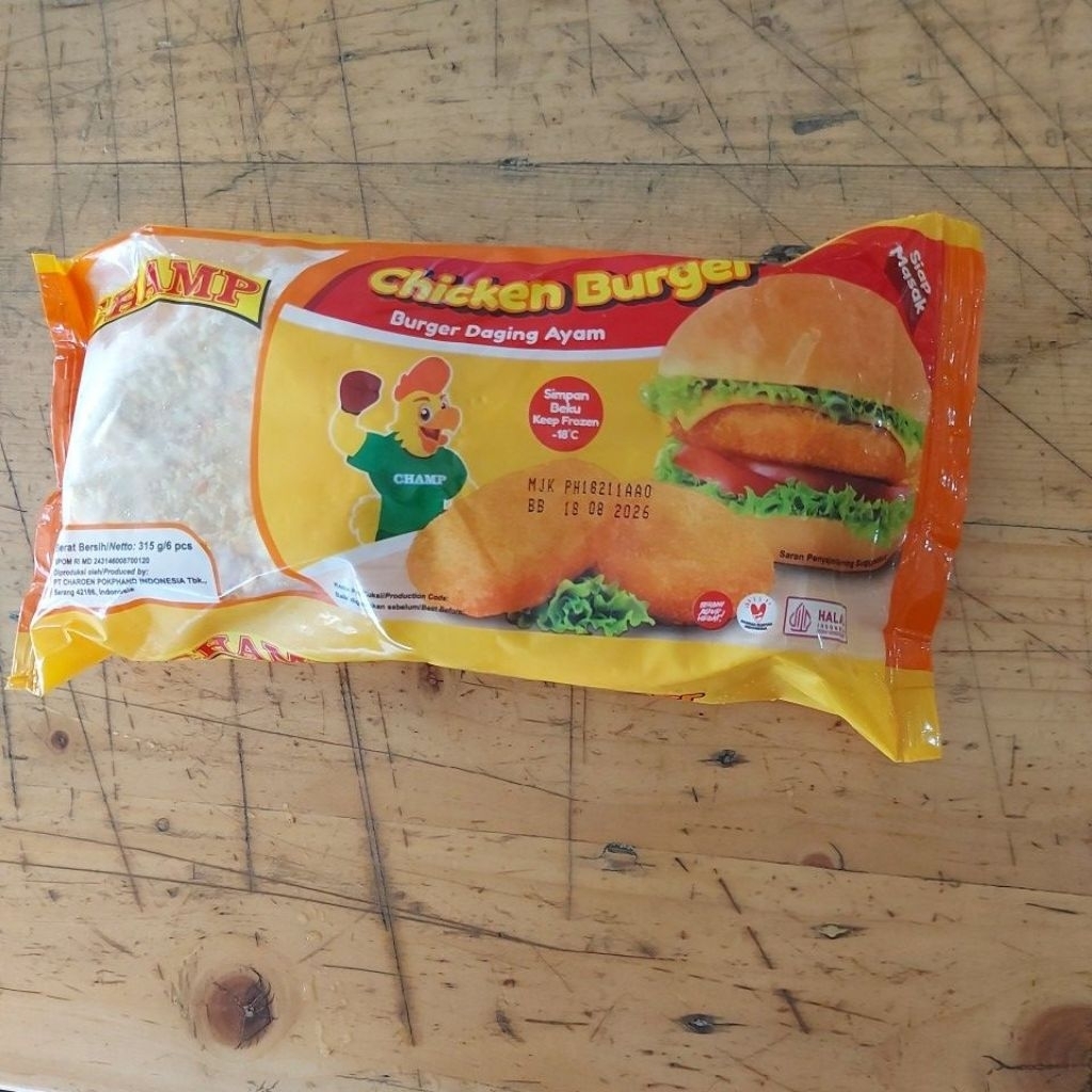 

CHAMP BURGER AYAM ISI 6 PCS 315GR