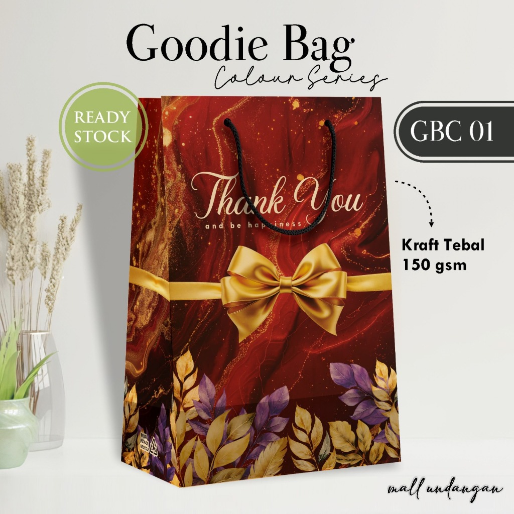 

(12 PCS) PAPER BAG MOTIF WARNA PAKET LUSINAN - TAS SOUVENIR PERNIKAHAN COLOUR READY STOCK GBC 01
