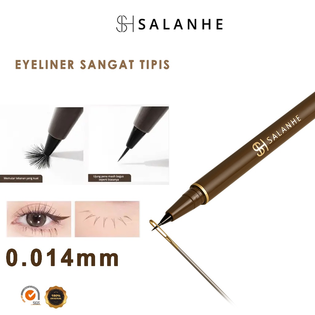 SALANHE Eyeliner Sangat tipis 0.014mm Tahan air Tidak luntur Tahan lama Cepat kering Eyeliner bawah 