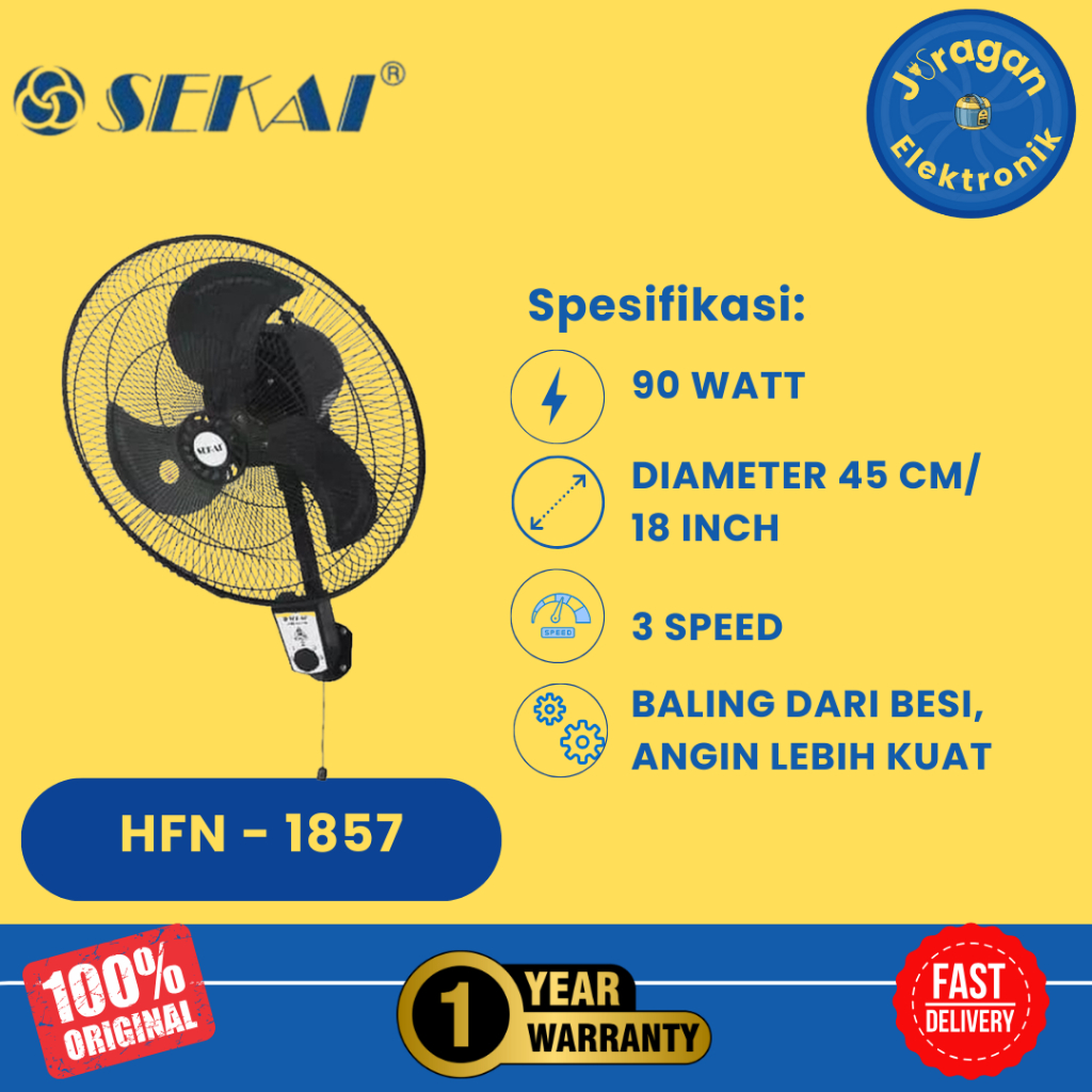 Sekai Kipas Angin Dinding/Wall Fan 18 Inch Baling Besi HWN 1857