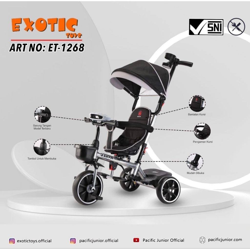 SEPEDA ANAK TRICYCLE EXOTIC ET 1268 BY PACIFIC