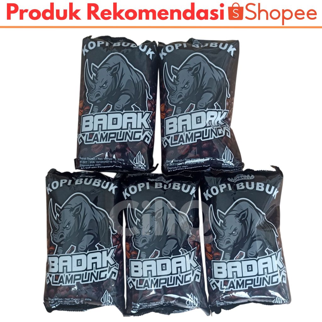 

Kopi Bubuk Badak 1kg Robusta Asli Pringsewu Lampung Murah (5 x 200 gram)