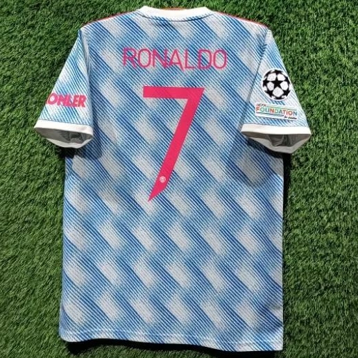 Jersey Manchester United Original 2021-2022 Away Large Ronaldo 7 UCL Patch