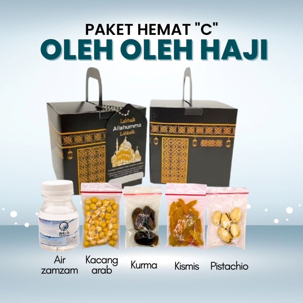 

Paket Hemat Oleh-oleh Haji dan Umroh Paket C isi Air Zamzam Dus Ka'bah
