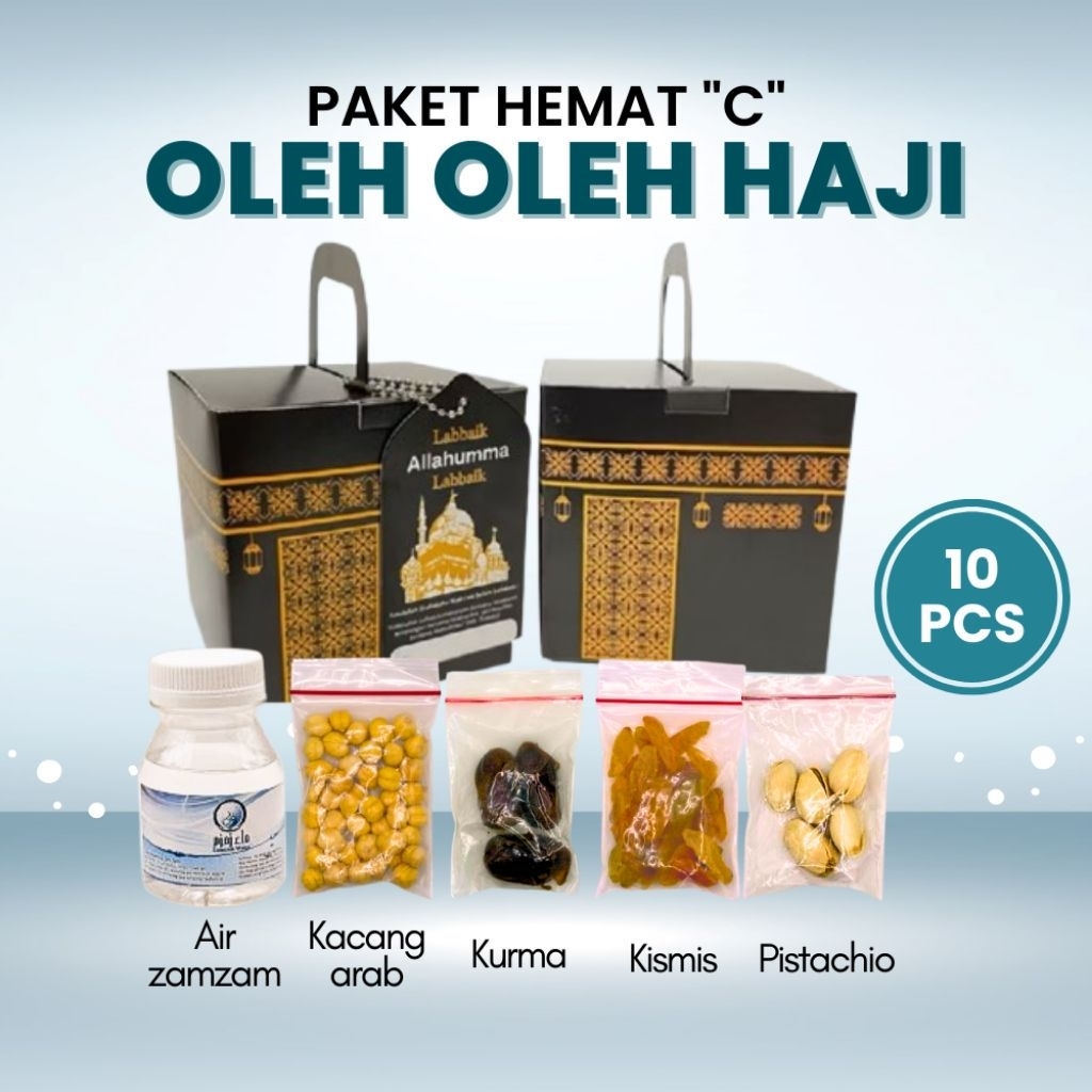 

Paket Hemat Oleh-oleh Haji dan Umroh Paket C 10 PCS isi Air Zamzam Dus Ka'bah