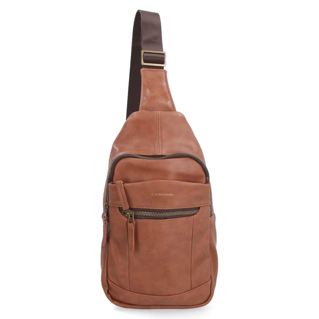 Cardinal Tas Selempang Pria Katun Coklat VEDVHE0148P 03B Kulit Polos Original