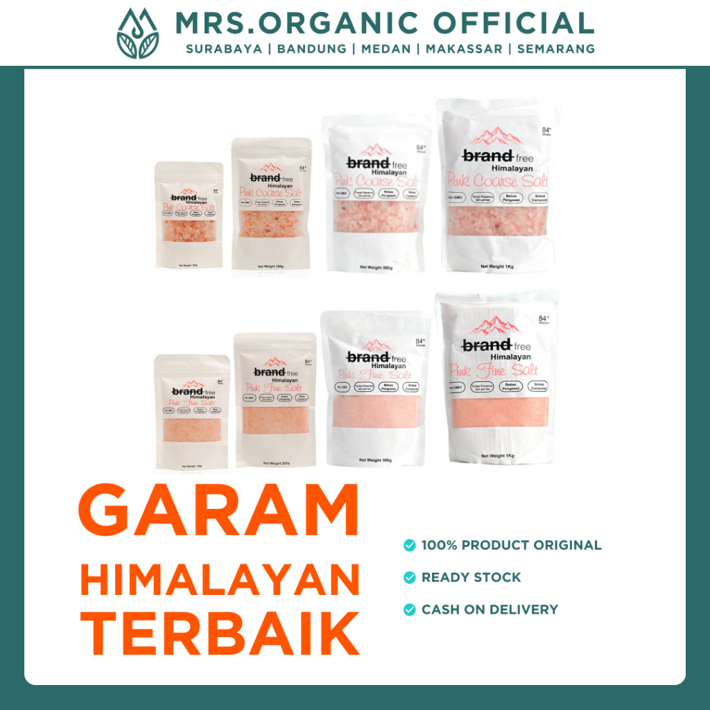 

Garam Himalayan Brandfree Pink Coarse Brandfree Pink Fine Garam Halus Garam Kasar untuk masakan