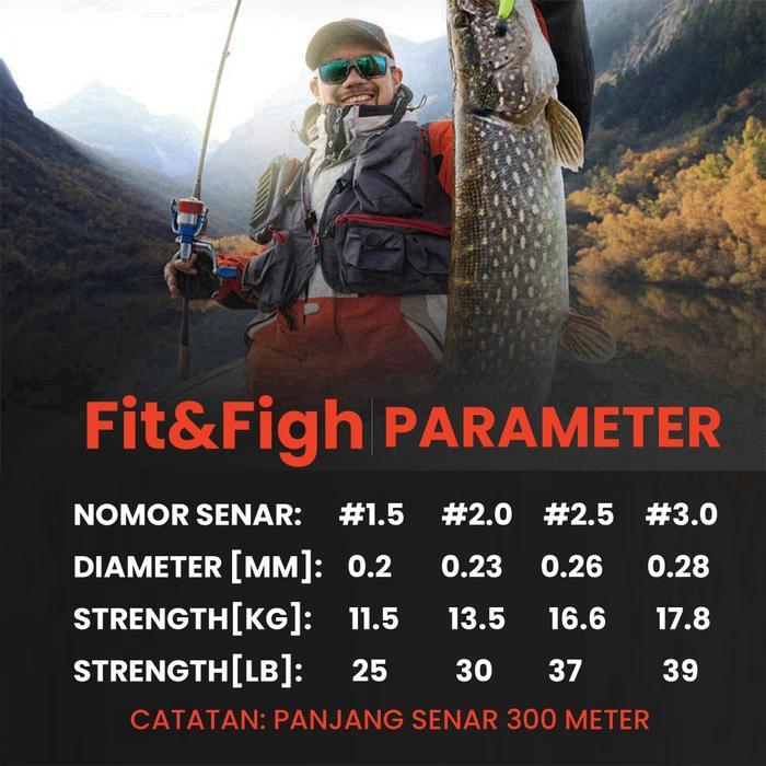 150M/300M Senar Pancing Fit&Fight Pe X8 Senar Pancing, Tahan Aus Senar Pe X8 Hijau Merah Anti Kusut