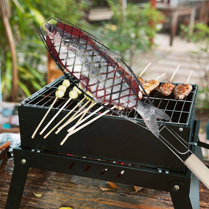 Penjepit Ikan Bakar Stainless Panggangan Jepit Bakaran Ikan Jepitan Bakar Alat BBQ Premium Terbaik