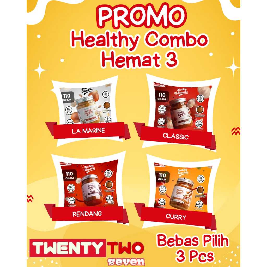 

Promo Healthy Combo Hemat 3 Bebas Pilih (La Marine,Classic,Rendang,Curry 120gr)
