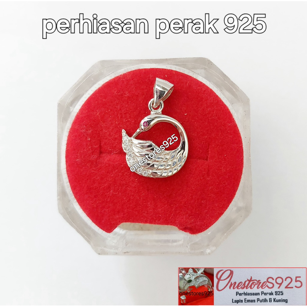 LIONTIN ANGSA PERAK 925 LAPIS EMAS PUTIH