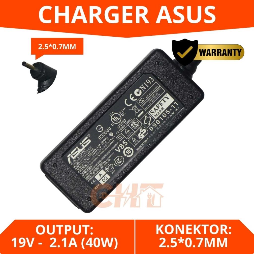 Charger Laptop Asus EEE PC 1225 1225B 1225C 1015 1015B 1015P 1015T DC Konektor 2.5*0.7MM Output 19V 