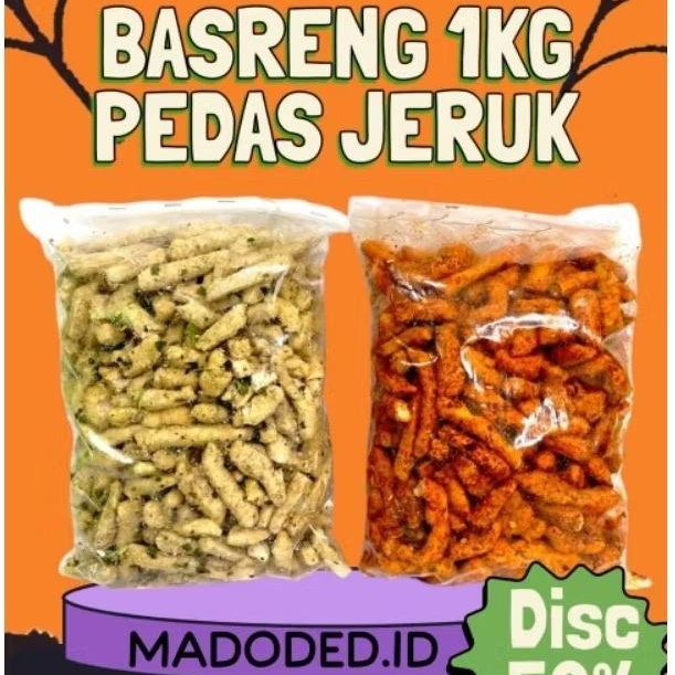 

BASRENG PEDAS DAUN JERUK 1KG / Basreng daun jeruk isi 1kg