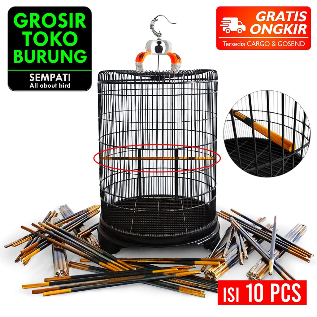 SEMPATI GROSIR Tangkringan Sangkar Kandang Burung Murai Batu Sultan Isi 10 Pcs Tangkringan Laser Amp