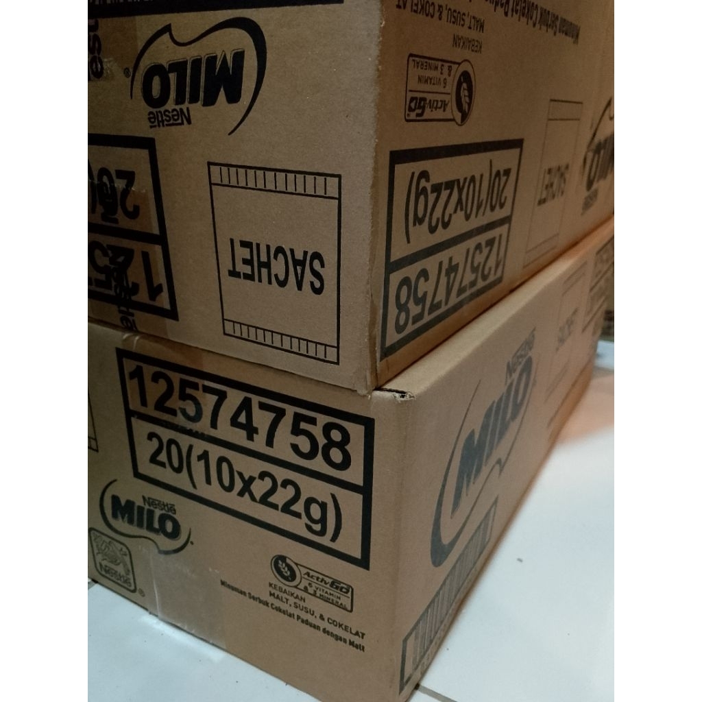 

milo sachet 22gram. 1karton isi 2