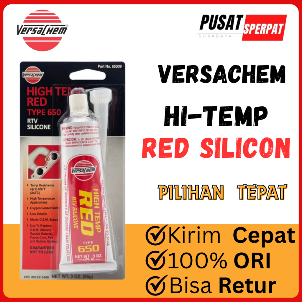 VERSACHEM LEM SILICON RED HI-TEMP TYPE 650 RTV SILICON 85GR