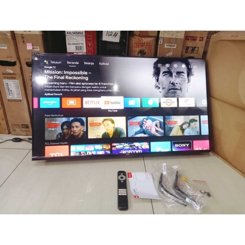 [+free pacing kayu] TV LED TCL 40 Inch FHD Android TV Ok Google Youtube Bluetooht remote voicekondis