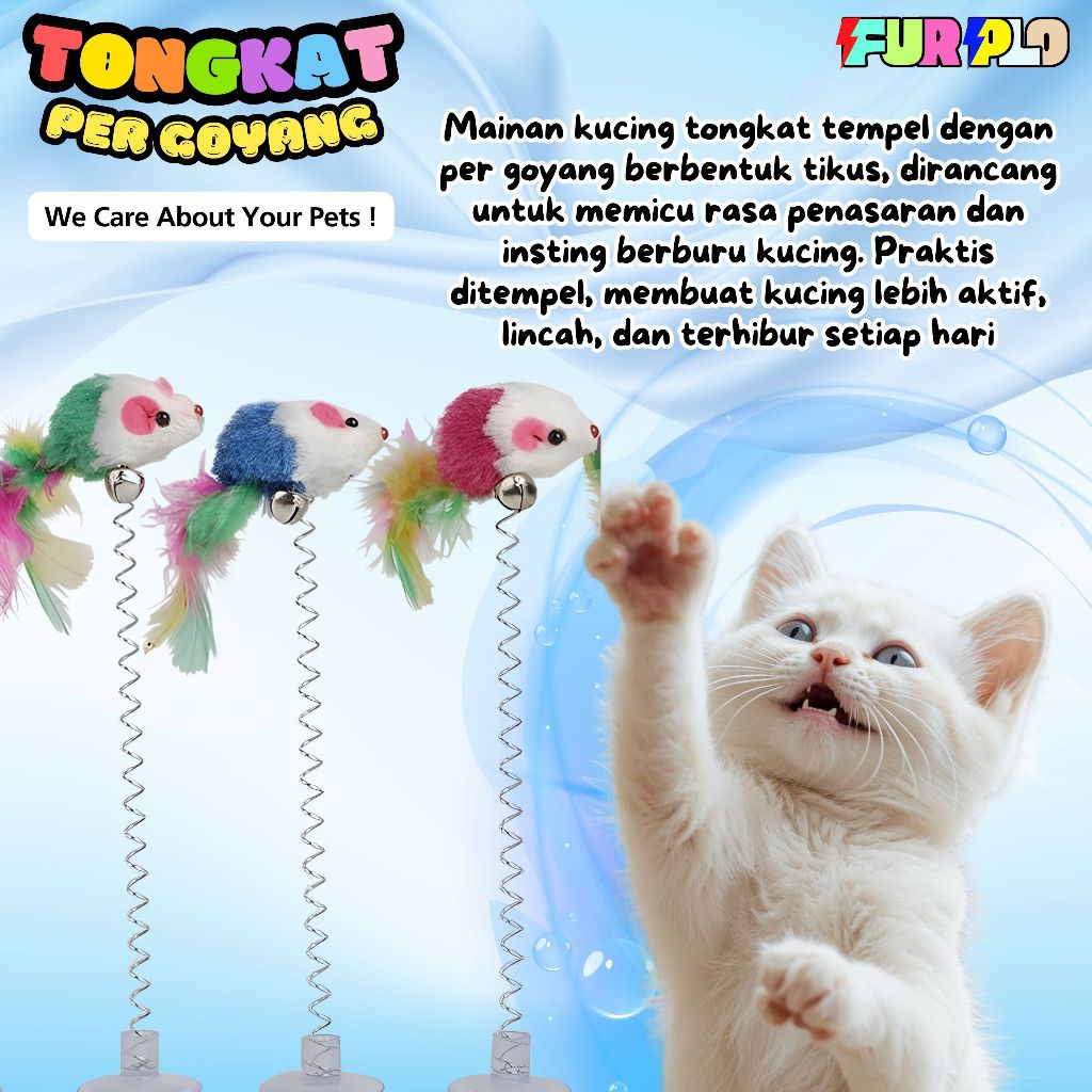 Mainan Kucing Tikus Bulu Tangkap | Mainan Kucing Bulu Tikus Per Tempel Furplo