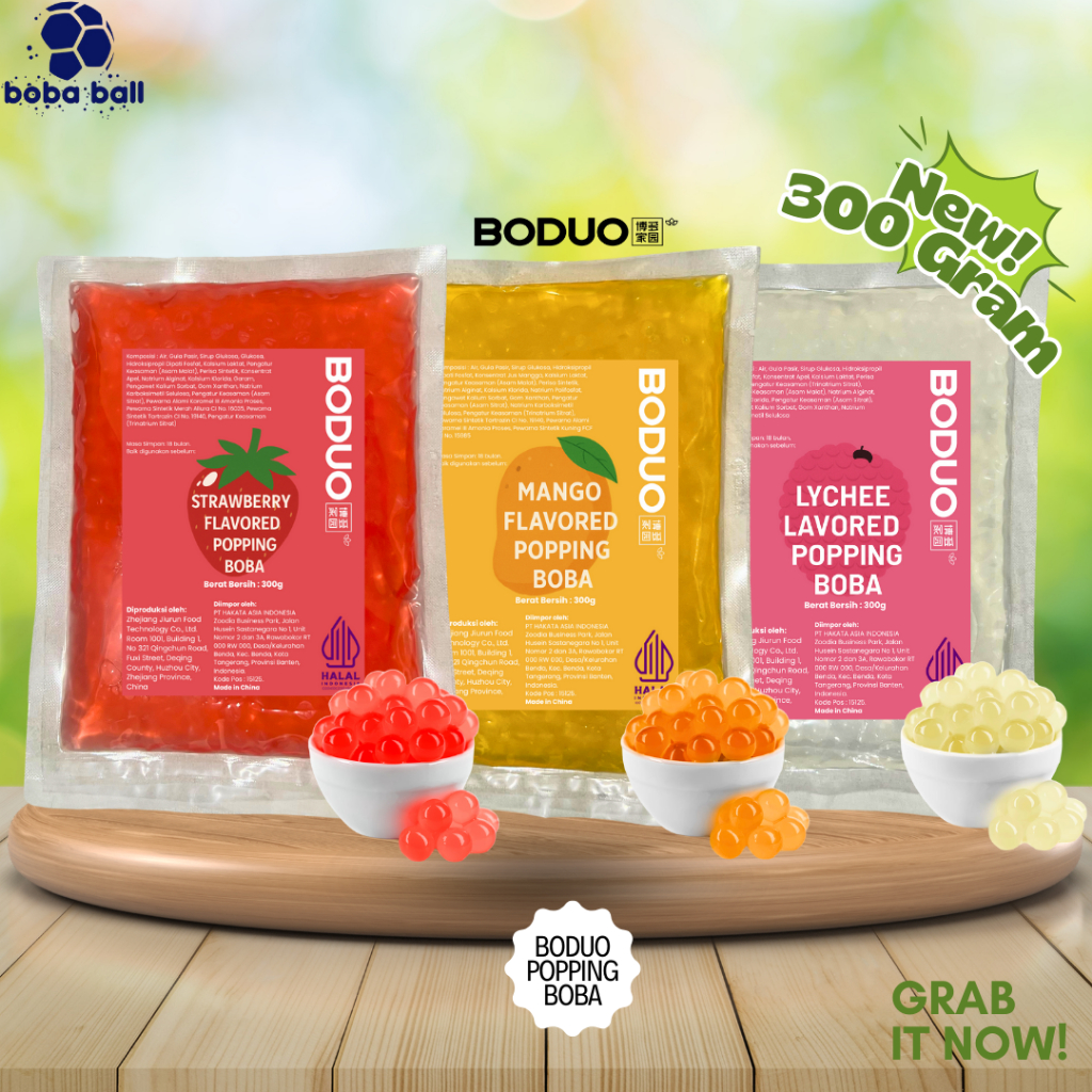 

Boduo Popping Boba Meletus Import | Topping Minuman Siap Pakai 300 Gram Repack