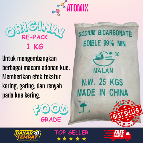

SODA KUE MALAN SODIUM BICARBONATE CHINA BAKING SODA PENGEMBANG KUE FOOD GRADE 1 KG POWDER BAHAN TEPUNG PANGAN CAKE PASTRY ROTI KUE BAHAN BAKU PENGEMBANG MAKANAN