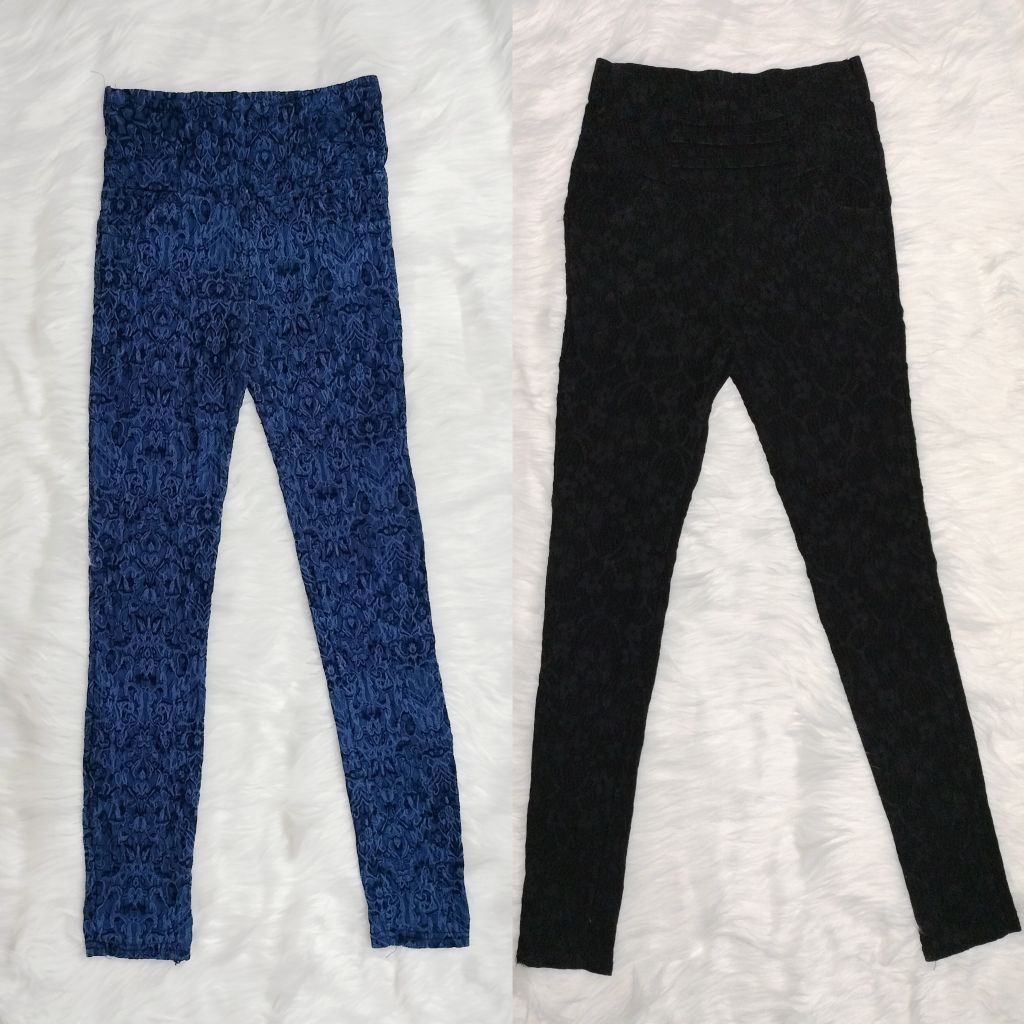 Celana Panjang High Waist Wanita Bahan Brokat Stretch Ngaret Celana High Waist Wanita Celana Panjang