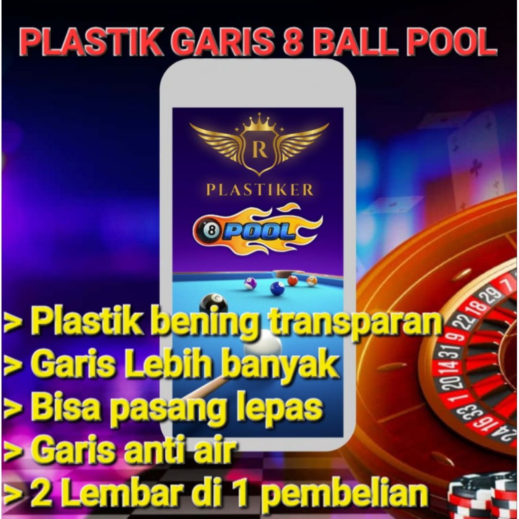 PLASTIK TEMPERED GARIS PANTUL 8 BALL POOL/ANTI GORES 8 BALL POOL