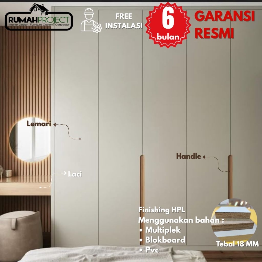 WARDROBE CUSTOM MINIMALIS | WARDROBE CUSTOM | LEMARI PAKAIAN