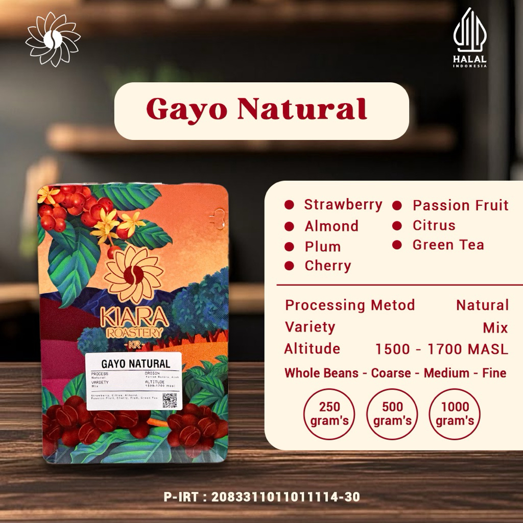 

Gayo Natural Pouch | Kopi 100% Full Arabica | Specialty Grade Coffee | Biji dan Bubuk Kopi | Kiara Roastery