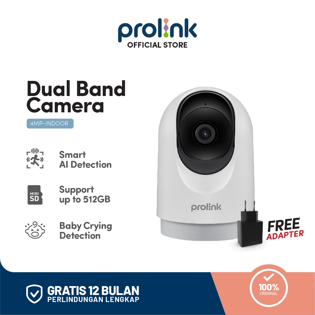 Prolink 4MP Smart IP Cam CCTV Dual Band Wifi Indoor QHD | 2.5K Kamera CCTV | 360° View | Baby Monito