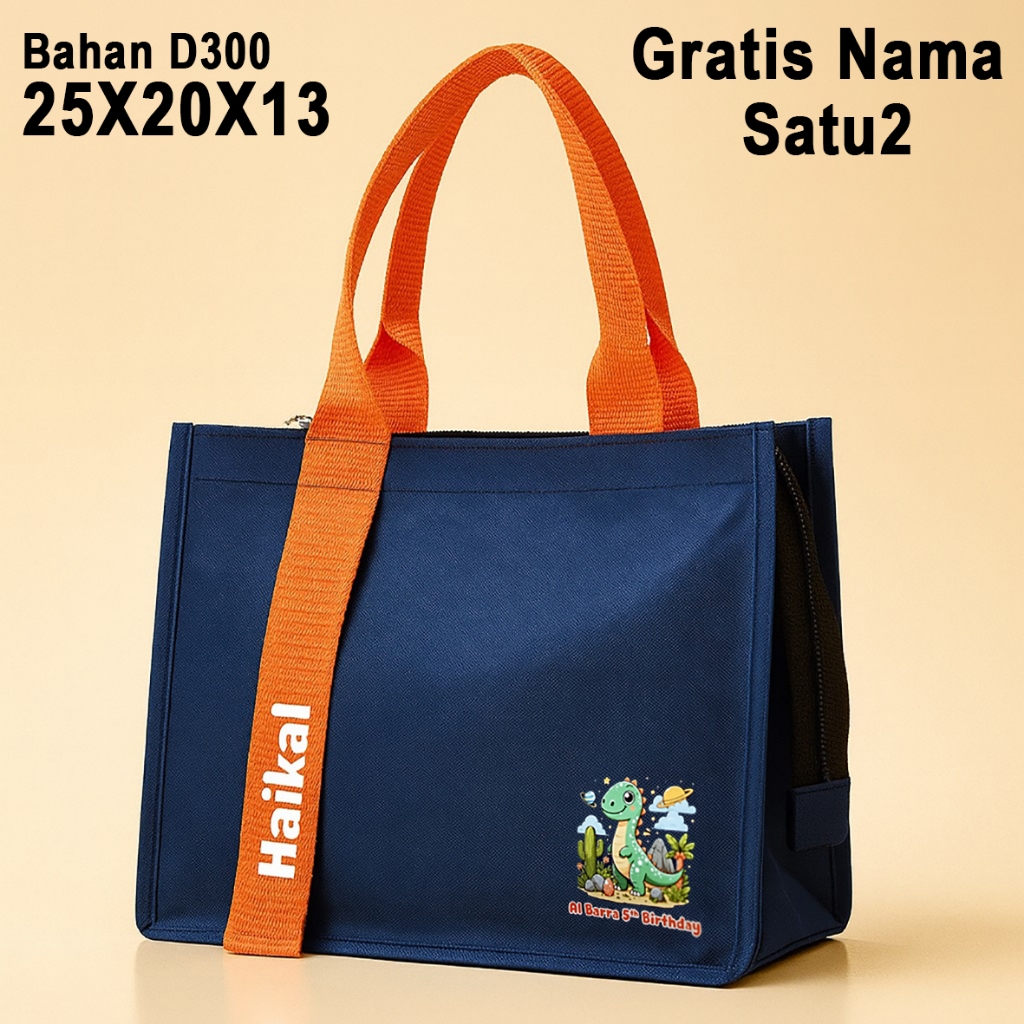 

[Resleting] Tas Snack Jajan Ulang Tahun Anak Bahan Tebal Custom Dino Bahan D300