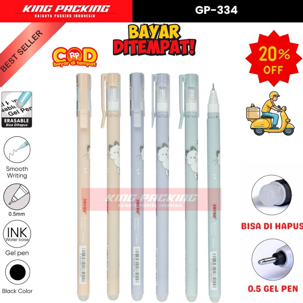 

(12Pcs) Joyko Pulpen Gel Hapus GP-334 Erasable